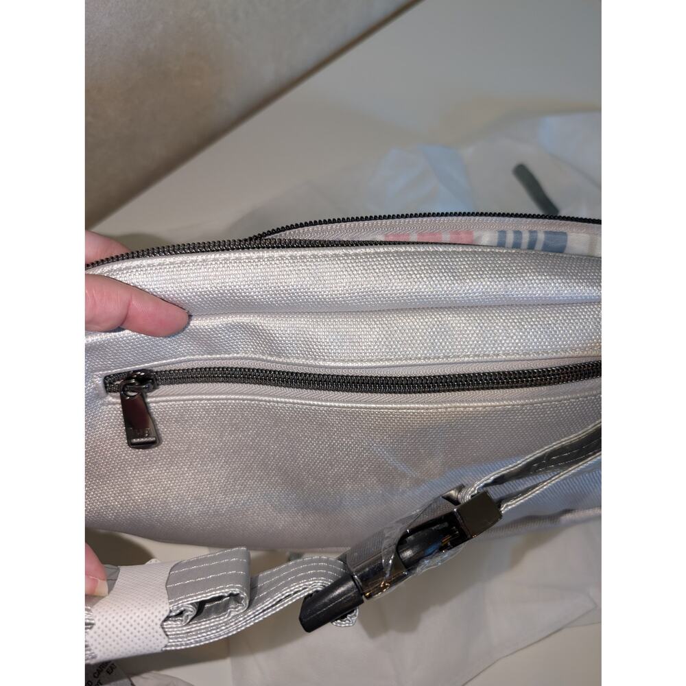 Lug Hitch Belt Sling Bag Matte Luxe Vegan Leather Metallic Silver ExtensionStrap - Picture 11 of 11